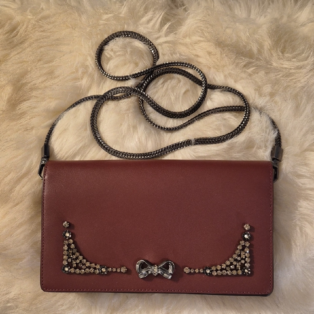 Coach Maroon Clutch with Chain Strap